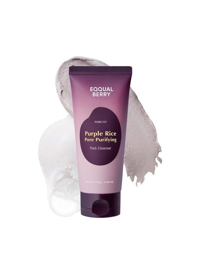 eqqualberry Purple Rice Pore Purifying Pack Cleanser - Dual-Use Clay Mask & Foam Cleanser | Deep Cleansing for Pore Care & Skin Prep | AHA+BHA+PHA | Korean Skincare for Glass Skin, 4.58 OZ. (130g) - Image 1