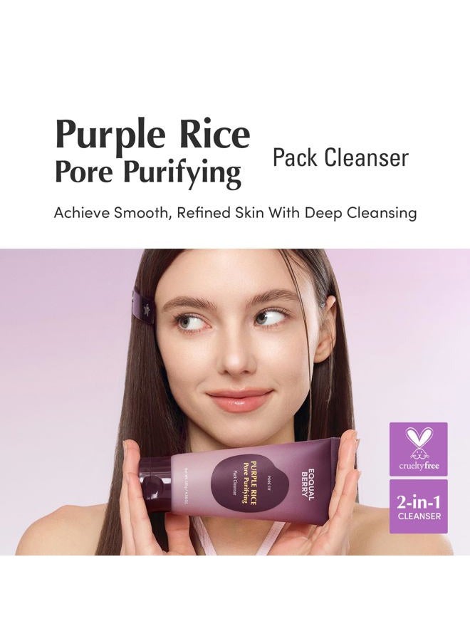 eqqualberry Purple Rice Pore Purifying Pack Cleanser - Dual-Use Clay Mask & Foam Cleanser | Deep Cleansing for Pore Care & Skin Prep | AHA+BHA+PHA | Korean Skincare for Glass Skin, 4.58 OZ. (130g) - Image 2