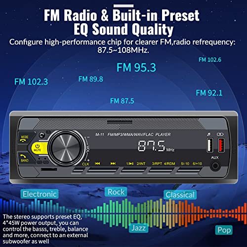 UNITOPSCI Single Din Car Stereo Bluetooth 5.0 Multimedia Audio Receiver, Push to Talk Assistant, Hands-Free Call Voice Control, MP3/FM/AUX in/USB/TF Input APP Control LCD Digital Display - Image 4