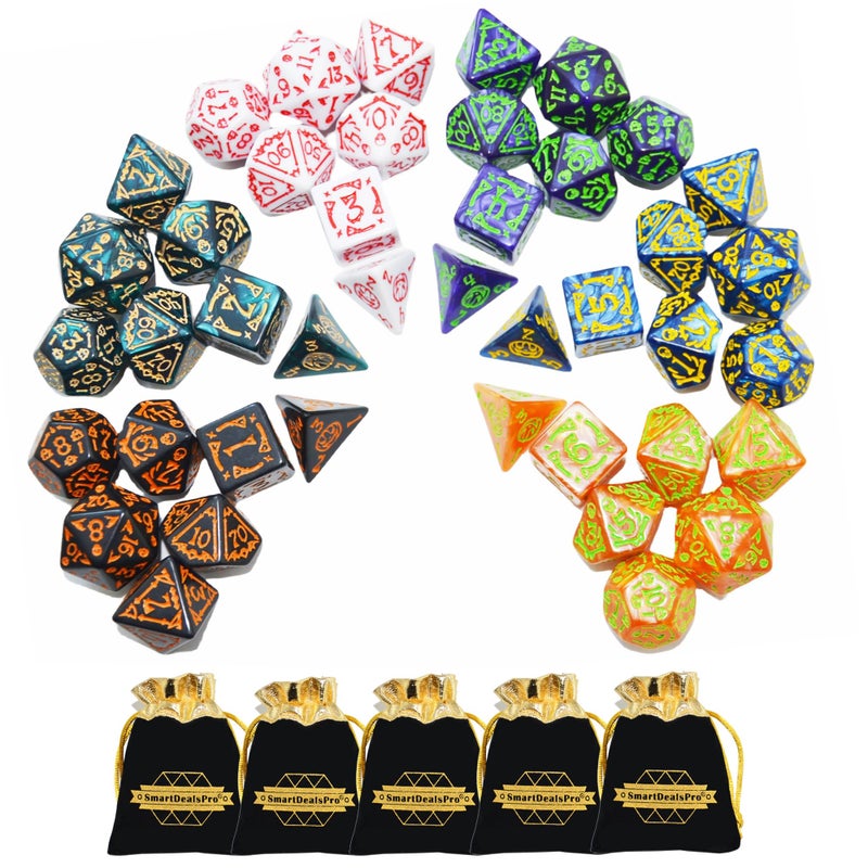 SmartDealsPro DoubleColors Polyhedral Dice Sets with Pouches for DD DND RPG MTG Dungeon and Dragons Table Board Roll Playing Games D4 D6 D8 D10 D D12 D20 6Color Retro Sets - Image 3