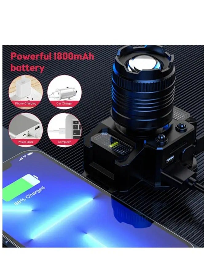 LED Headlamp, Rechargeable Head Light, 360° Adjustable Angle Headlight with 5 Modes Ipx6, Waterproof, Motion Sensor, Headlight for Fishing, Camping, Hiking - Image 2