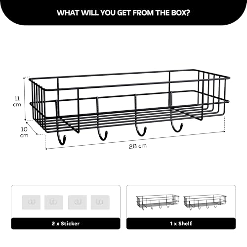 MIORAH Bathroom Organizer | Self Adhesive Bathroom Shelf & Rack for Modern Space Saving Storage (Pack of 2) - Image 2