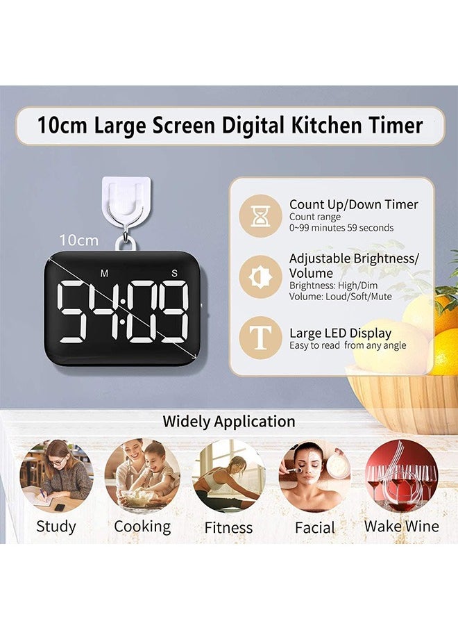 Garlo Digital Kitchen Timer - Magnetic Countdown Count Up Timer with Large LED Display, 2 Brightness, Loud Volume, Easy for Cooking and for Kids Teachers and Seniors to Use (Batteries Not Included)  - Image 2