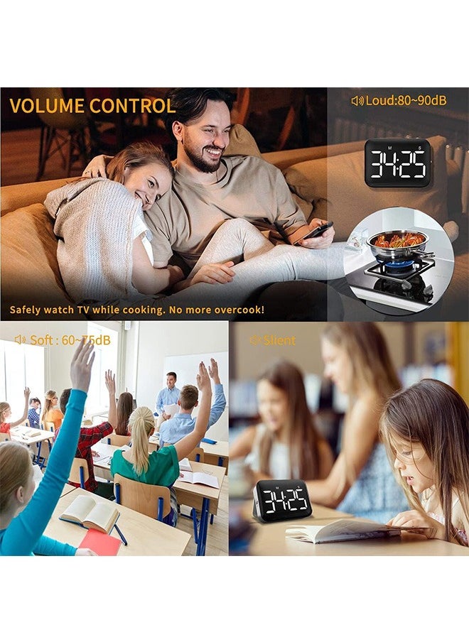 Garlo Digital Kitchen Timer - Magnetic Countdown Count Up Timer with Large LED Display, 2 Brightness, Loud Volume, Easy for Cooking and for Kids Teachers and Seniors to Use (Batteries Not Included)  - Image 4