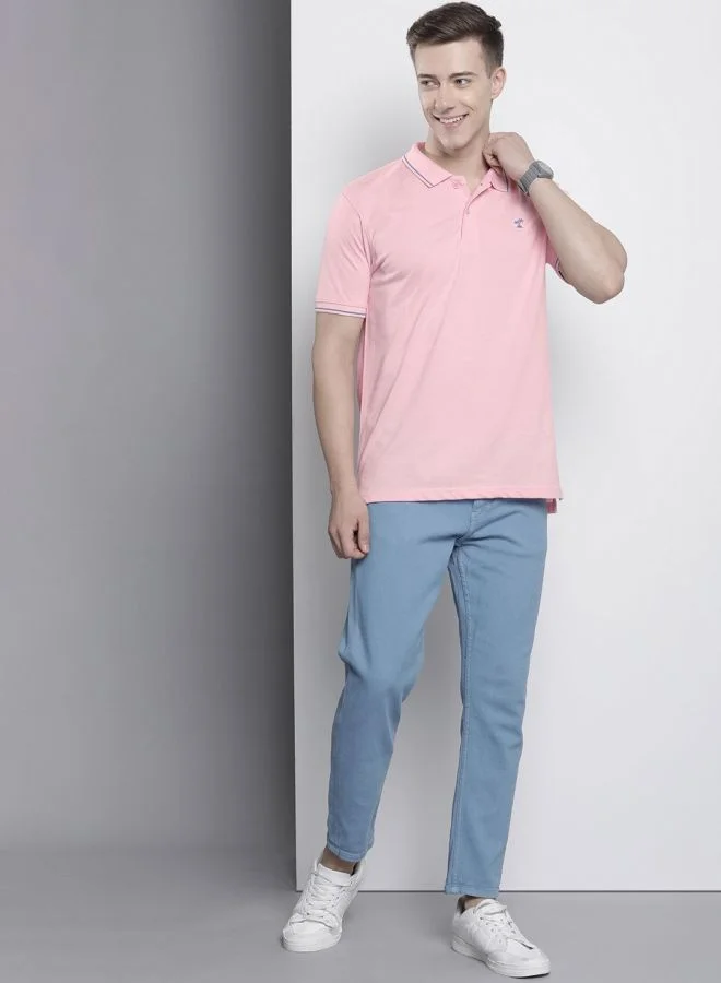 The Indian Garage Co Men Slim Fit Solid Polo Collar Tshirt