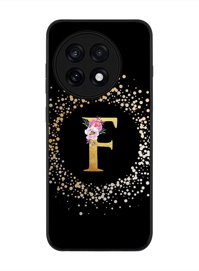 Stylizedd For OnePlus 13R / Ace 5 Pro Case,Slim fit Camera Protection, Shockproof Thin Phone cover  - Custom Monogram Floral - F ( Black )