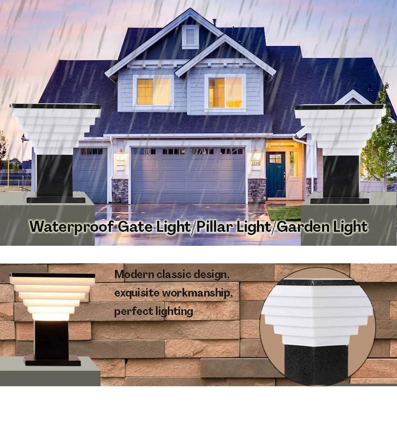 Lyse Decor Gate Lights for Outdoor Waterproof, Gate Lamps for Main Gate, Pillar Light, Farmhouse Boundry Light and Decorative Outdoor Wall Lamp (GL30, Pack of 2) - Image 5