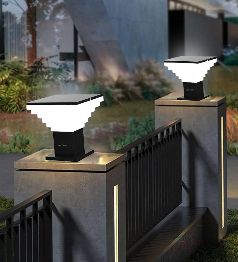 Lyse Decor Gate Lights for Outdoor Waterproof, Gate Lamps for Main Gate, Pillar Light, Farmhouse Boundry Light and Decorative Outdoor Wall Lamp (GL30, Pack of 2) - Image 1