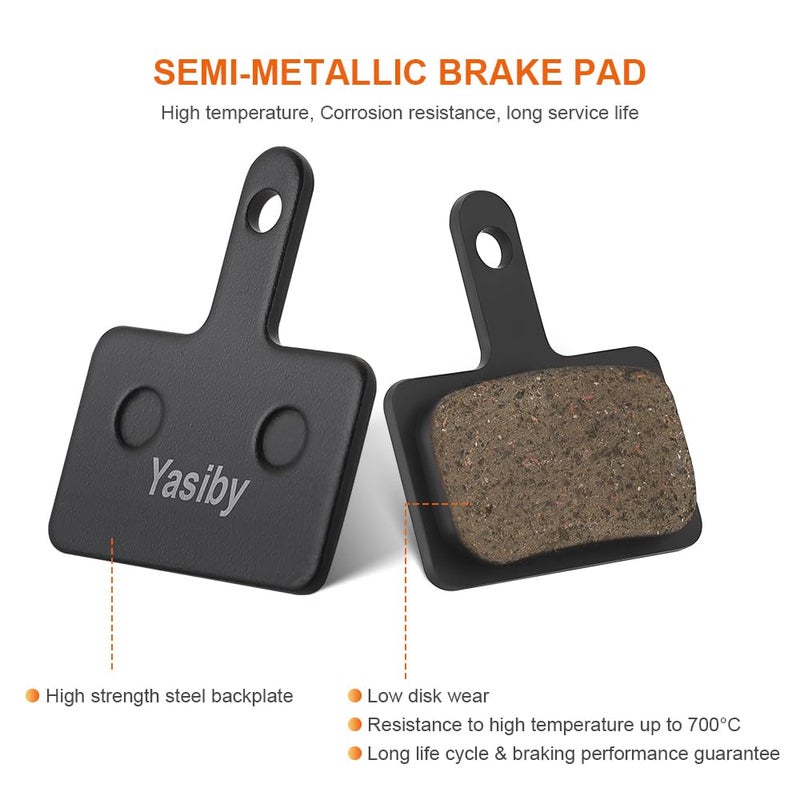Yasiby Bike Brake Pads, 4 Pairs Disc Brake Pads High-Performance with Installation Tools, Premium Semi-Metallic & Organic Resin MTB Bicycle Brake Pads Replacement Compatible with TRP Tektro Shimano Deore Br - Image 2