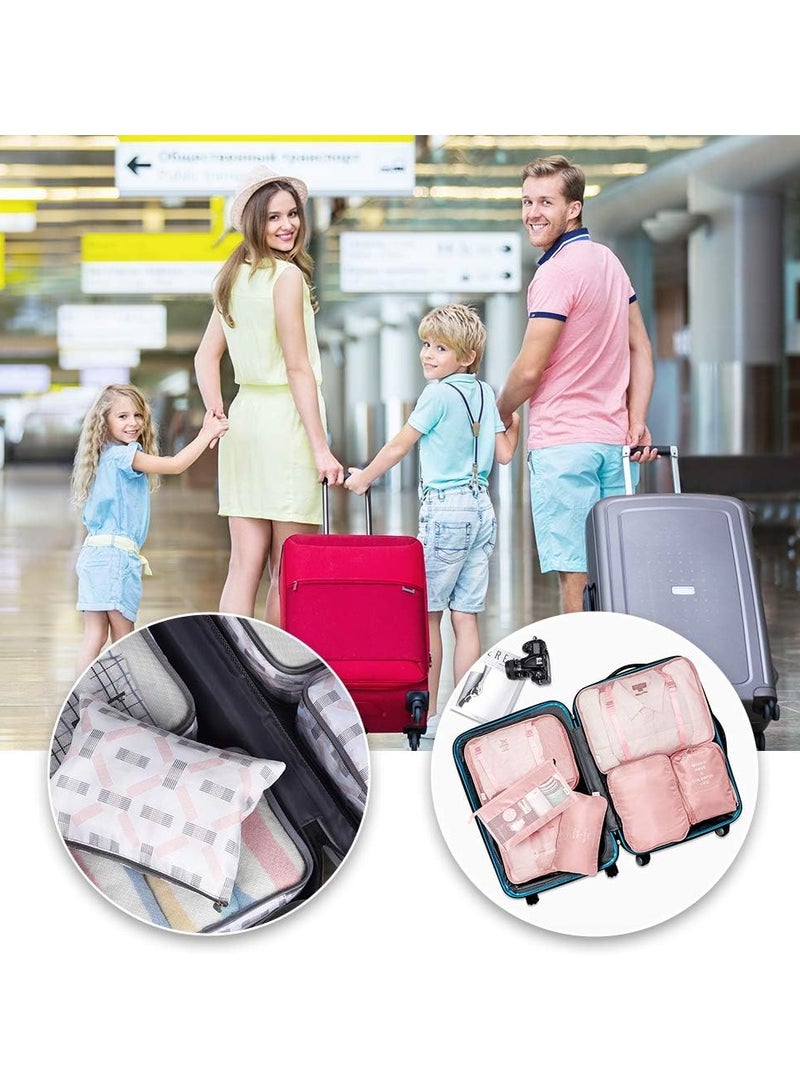 LIMOS 7 Pcs Travel Luggage Packing Organizers Set with Toiletry Bag (Pink) - Image 5
