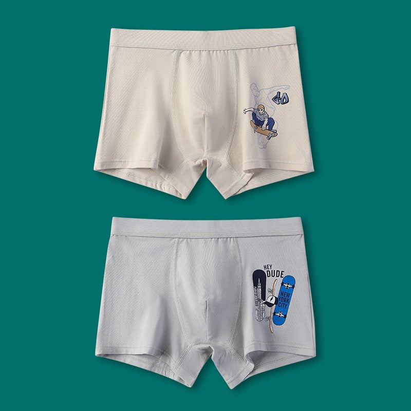 Boys Cotton Boxer Briefs Comfort Fit J011#Mustard yellow-light gray 2 pack 