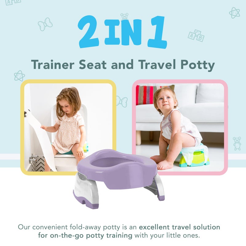 Kalencom Potette Plus 2-in-1 Travel Potty and Trainer Seat - Dual-Purpose Potty Training Toilet Seat - Portable Potty for Toddler Travel - With Durable, Lock-In Legs and Splash Guard - Plum - Image 4