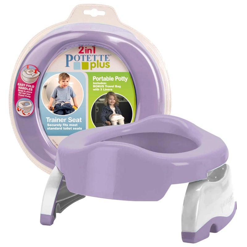Kalencom Potette Plus 2-in-1 Travel Potty and Trainer Seat - Dual-Purpose Potty Training Toilet Seat - Portable Potty for Toddler Travel - With Durable, Lock-In Legs and Splash Guard - Plum - Image 1