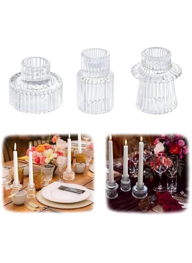 Durku Candlestick Holders Set of 3 Glass Candle Holders for Taper Candles,Pillar Candles and Tealight Candles,for Table Centerpieces, Wedding Decor and Dinner Party (White) - pzsku/ZAFC8BE72F180D395C0F6Z/45/_/1728937318/e81749fb-cec5-4e3f-9ce8-9725ff0c22e2