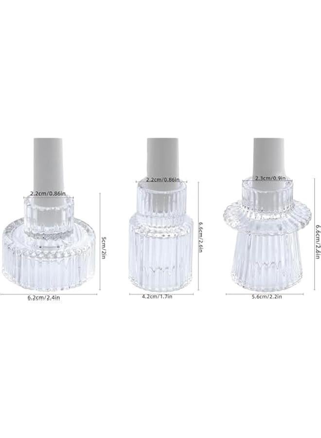 HOOKOR Candlestick Holders Set of 3 Glass Candle Holders for Taper Candles,Pillar Candles and Tealight Candles,for Table Centerpieces, Wedding Decor and Dinner Party (White) - Image 2