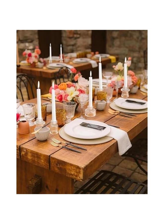 HOOKOR Candlestick Holders Set of 3 Glass Candle Holders for Taper Candles,Pillar Candles and Tealight Candles,for Table Centerpieces, Wedding Decor and Dinner Party (White) - Image 3