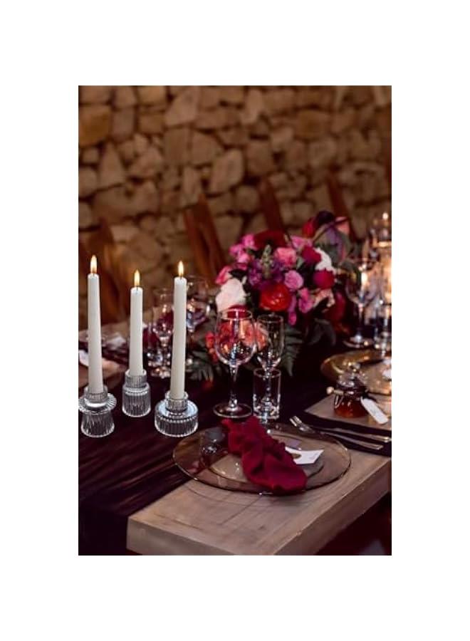 HOOKOR Candlestick Holders Set of 3 Glass Candle Holders for Taper Candles,Pillar Candles and Tealight Candles,for Table Centerpieces, Wedding Decor and Dinner Party (White) - Image 4