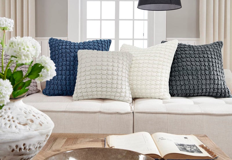 COCOPLOCEUS 1 Piece Euro Sham Boho 24x24 Pillow Covers Decorative Farmhouse Pillow Covers Velvet Square Cushion Covers Soft Bubble Texture for Couch Sofa Bed Bedroom Car Living Room  Drak Gray - Image 5