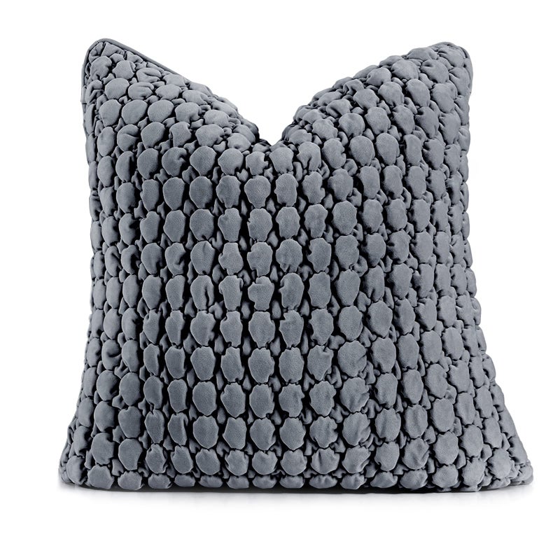 COCOPLOCEUS 1 Piece Euro Sham Boho 24x24 Pillow Covers Decorative Farmhouse Pillow Covers Velvet Square Cushion Covers Soft Bubble Texture for Couch Sofa Bed Bedroom Car Living Room  Drak Gray - Image 1