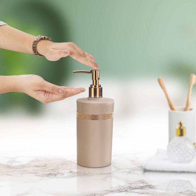 NAYASA حامل صابون نايازا سافير | مجموعة من 2 | موزع صابون مع مضخة | موزع صابون للمطبخ | ملحقات الحمام | بيج - Image 5