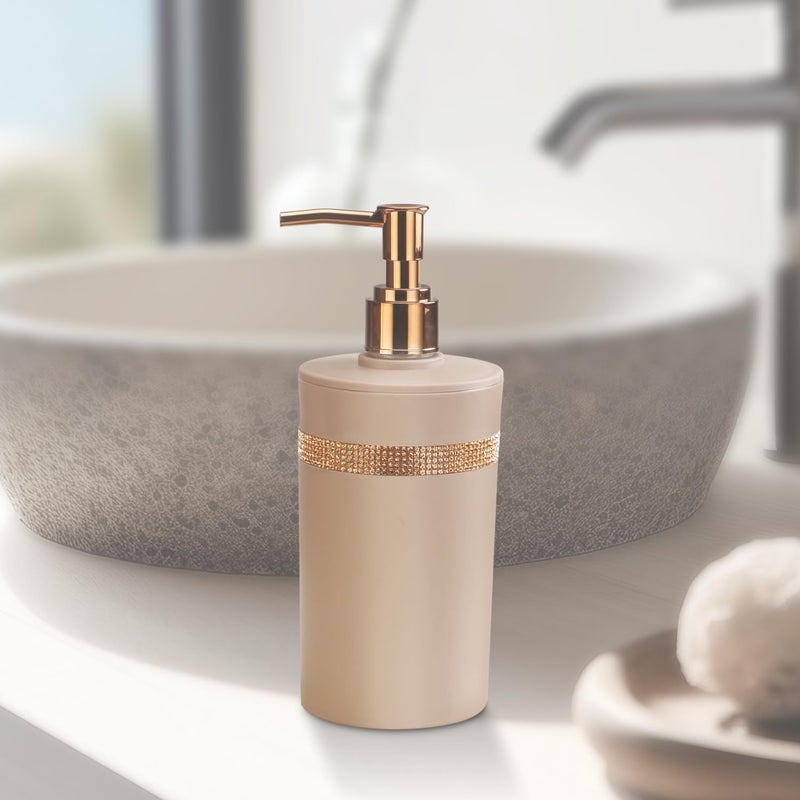 NAYASA حامل صابون نايازا سافير | مجموعة من 2 | موزع صابون مع مضخة | موزع صابون للمطبخ | ملحقات الحمام | بيج - Image 2