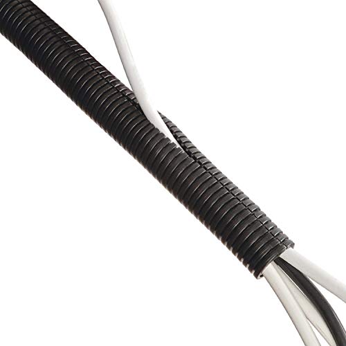 D-Line Black 43in Cable Sleeve, Flexible Wire Protector Tubing, Split Electrical Conduit, Plastic PC Cable Management Tube, Cord Sheath, TV Loom Tubing - 1.26in Diameter, 43-inch Length - Image 1