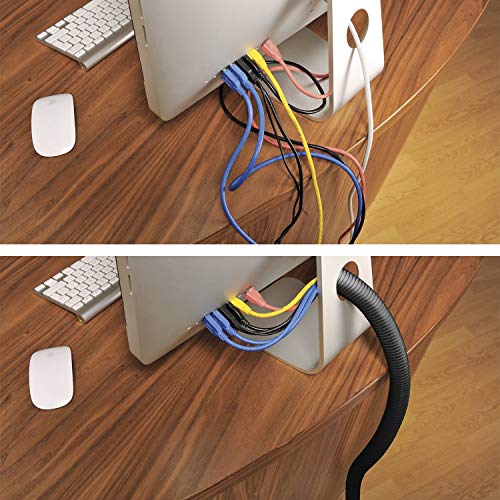 D-Line Black 43in Cable Sleeve, Flexible Wire Protector Tubing, Split Electrical Conduit, Plastic PC Cable Management Tube, Cord Sheath, TV Loom Tubing - 1.26in Diameter, 43-inch Length - Image 2