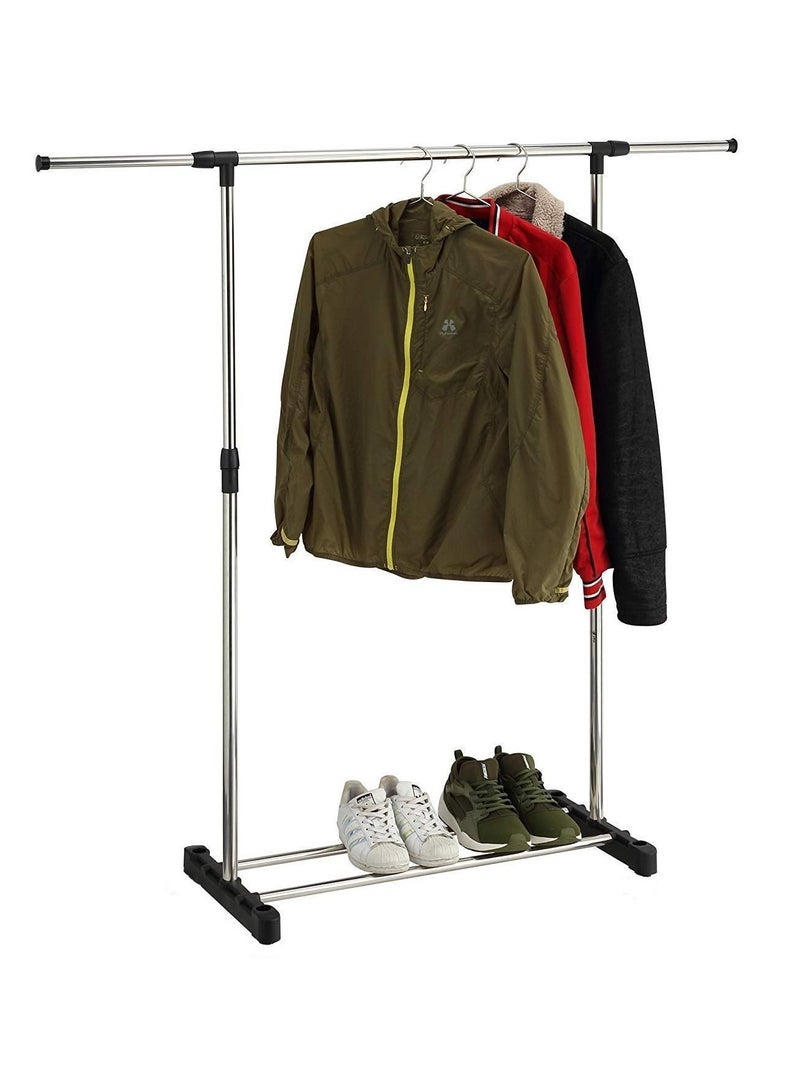 Adjustable Rolling Steel Cloth Hanger Organizer Garment Rack Heavy Duty Rail with Wheel Clothes Storage  - Image 4