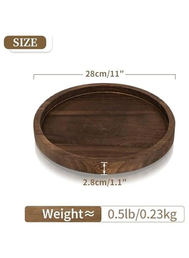 Round Wood Candle Tray: Rustic Wooden Candle Holder Distressed Pillar Stand Farmhouse Tea Light Plate Base for Living Room Coffee Table Centerpiece for Kitchen Counter Bathroom Home Decor,11.8 - Image 4
