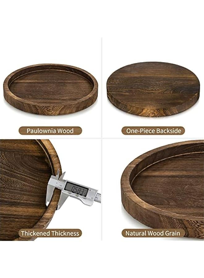 Round Wood Candle Tray: Rustic Wooden Candle Holder Distressed Pillar Stand Farmhouse Tea Light Plate Base for Living Room Coffee Table Centerpiece for Kitchen Counter Bathroom Home Decor,11.8 - Image 5