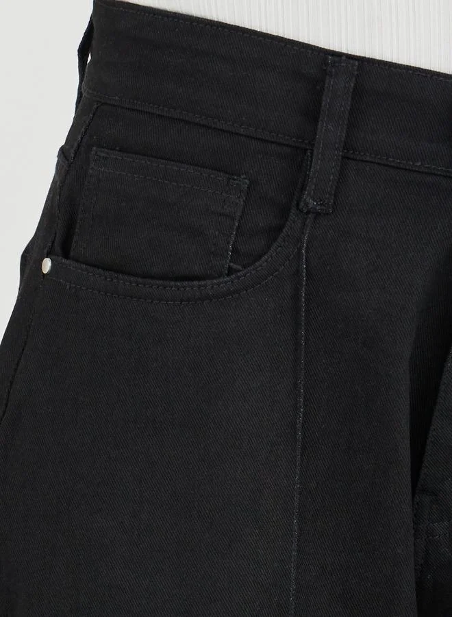 Styli Styli Solid Wide Leg Jeans with Pintuck Detail