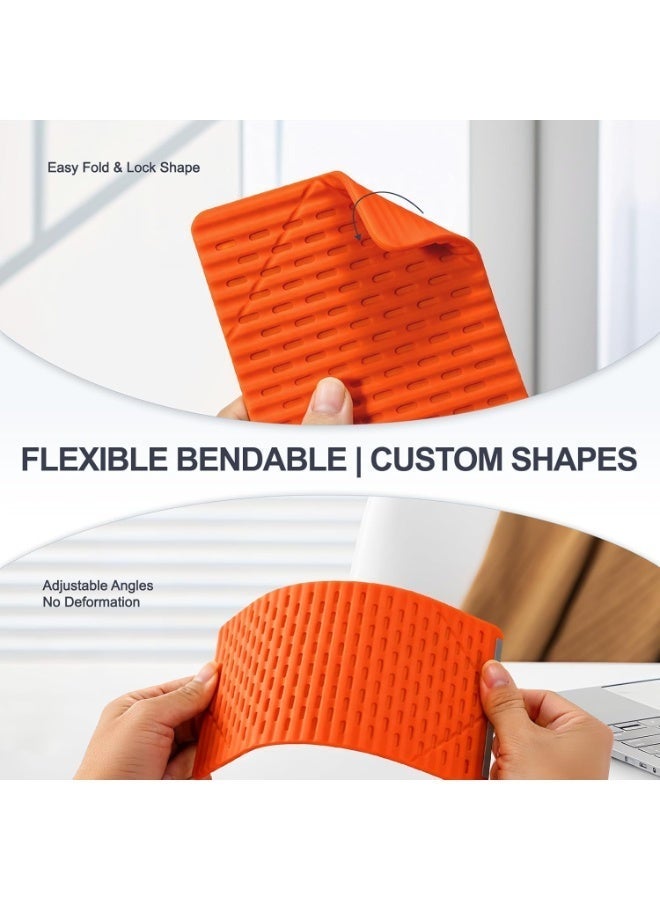 MORTICO Foldable Silicone Aluminum Holder, Flexible Silicone Phone Stand with Anti-Slip Pad, Portable Rollable Multi-Angle Stand for Phone Tablet Laptop – Bendable & Foldable Home, Office, Travel - Image 5