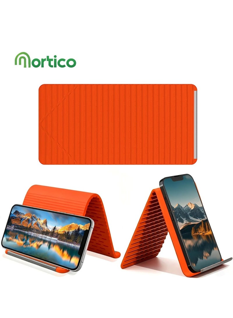 MORTICO Foldable Silicone Aluminum Holder, Flexible Silicone Phone Stand with Anti-Slip Pad, Portable Rollable Multi-Angle Stand for Phone Tablet Laptop – Bendable & Foldable Home, Office, Travel - Image 1