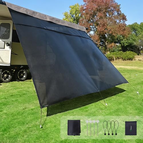 Dulepax RV Awning Shade Screen with Zipper 8X173 Second Generation RV Awning Screen Significantly Improves Shadew and PrivacyUniversal RV Awning Sun Shade Screen with Complete Kits - Image 1