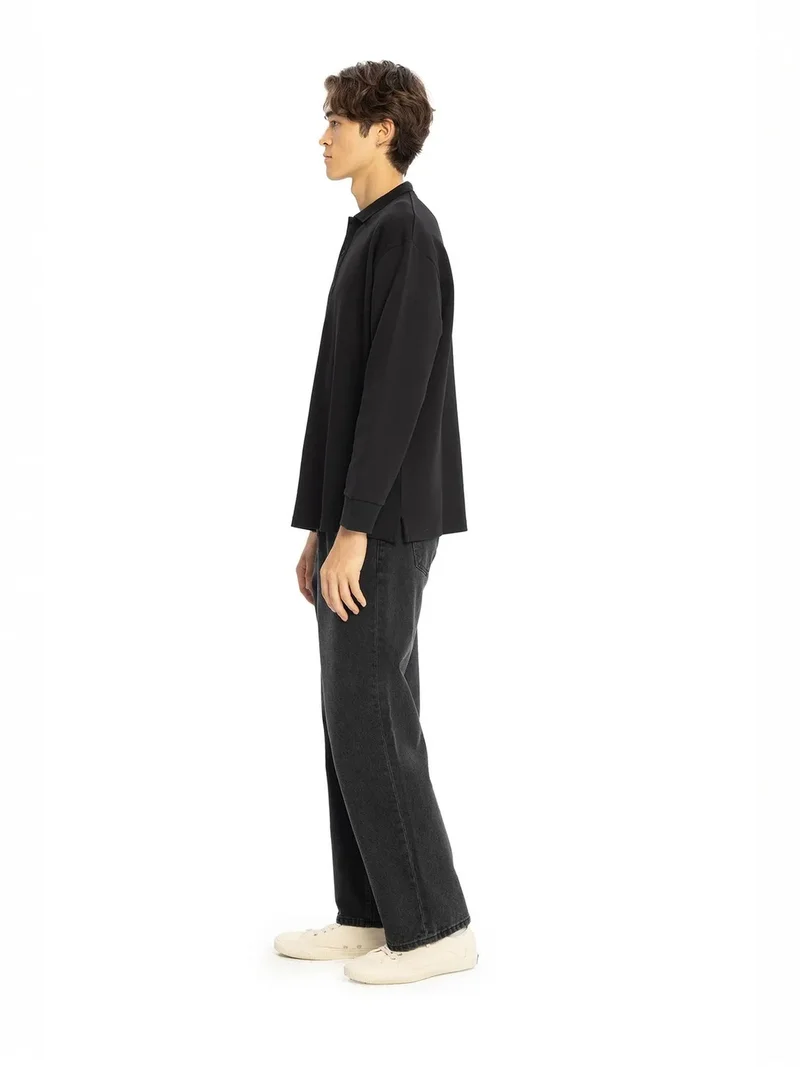 Giesto Black GIESTO Regular Fit Polo Collar Button T-Shirt for Men | Best Price UAE