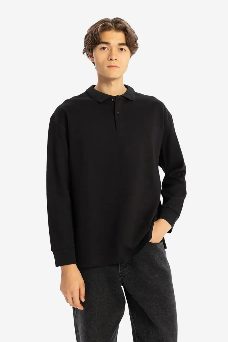 GIESTO Regular Fit Polo Collar Button T-Shirt