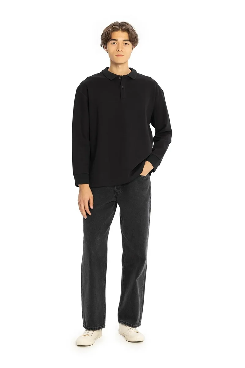 Giesto Black GIESTO Regular Fit Polo Collar Button T-Shirt for Men | Best Price UAE