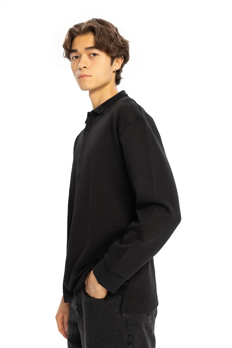 Giesto Black GIESTO Regular Fit Polo Collar Button T-Shirt for Men | Best Price UAE