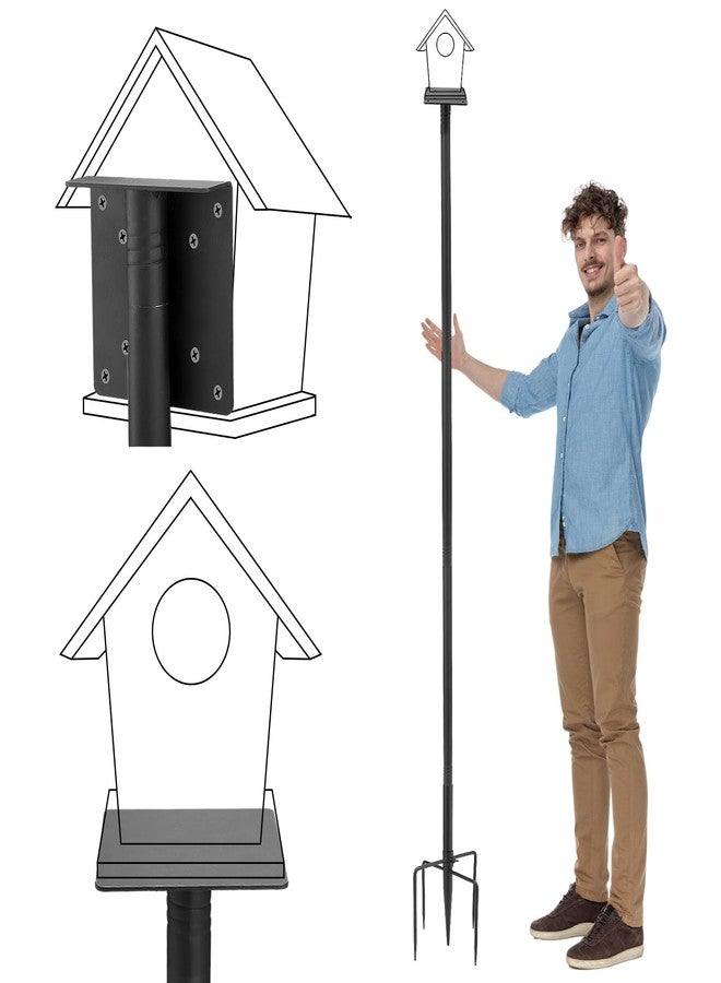 PAMASE Bird Feeder Pole for Outdoors - 82in Tall Adjustable Heavy Duty Bird House Feeding Station with 5-Prong Anchor for Christmas Outside Garden Wild Bluebirds Watching Gifts - Image 1