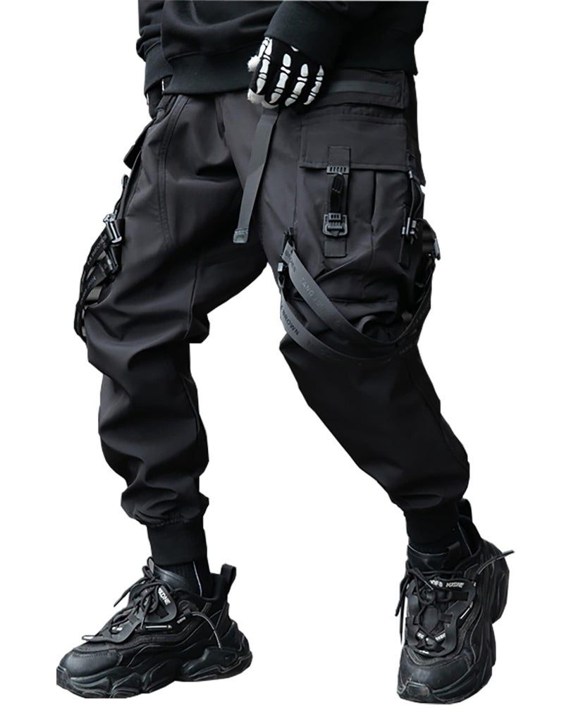 Niepce Inc Streetwear Techwear Jogger Cargo Pants for Men (Black2, Large) - Image 1