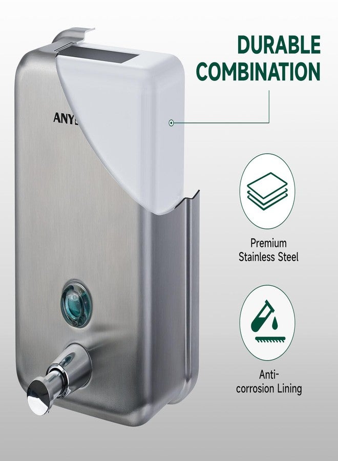 anydry Commercial Soap Dispenser Wall Mounted 37oz Brushed Stainless Steel - Image 2