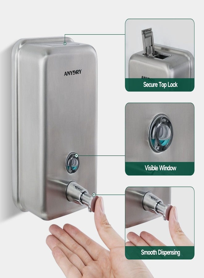 anydry Commercial Soap Dispenser Wall Mounted 37oz Brushed Stainless Steel - Image 4
