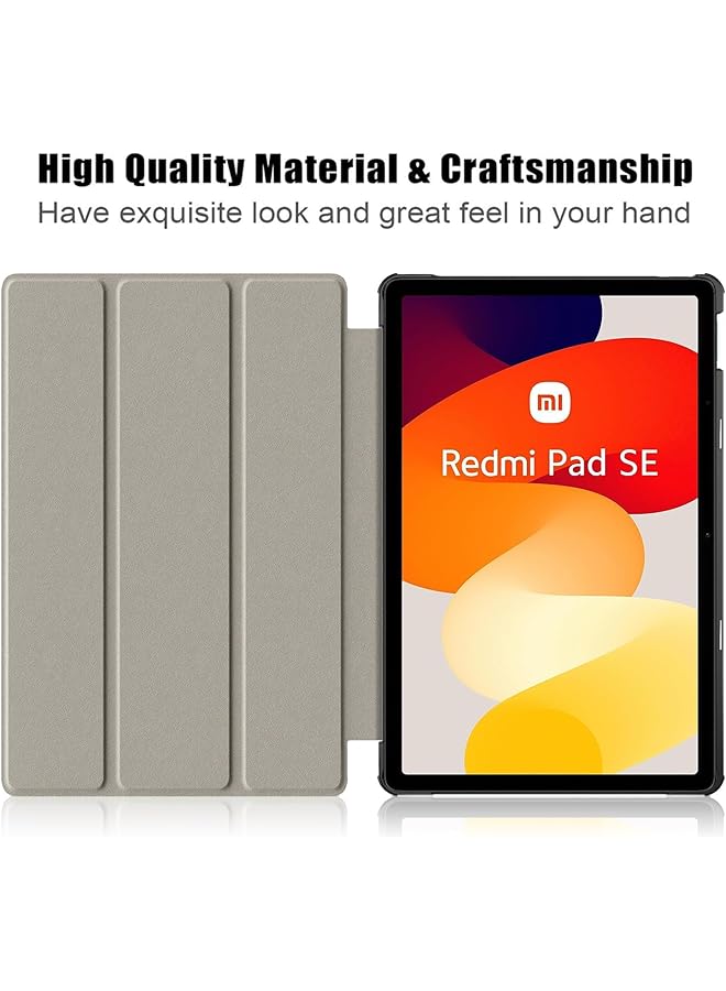 إيروريكس غطاء ذكي متين لجهاز Redmi Pad Se مقاس 11 بوصة مع حامل، غطاء قابل للطي مخصص، غطاء ثلاثي الطي، جراب نحيف وخفيف الوزن، جراب جلدي من البولي يوريثان لجهاز Xiaomi Redmi Pad Se 2023، أسود - Image 4