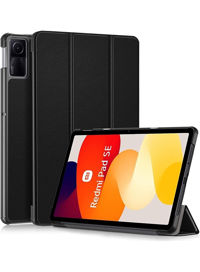 إيروريكس غطاء ذكي متين لجهاز Redmi Pad Se مقاس 11 بوصة مع حامل، غطاء قابل للطي مخصص، غطاء ثلاثي الطي، جراب نحيف وخفيف الوزن، جراب جلدي من البولي يوريثان لجهاز Xiaomi Redmi Pad Se 2023، أسود - Image 1