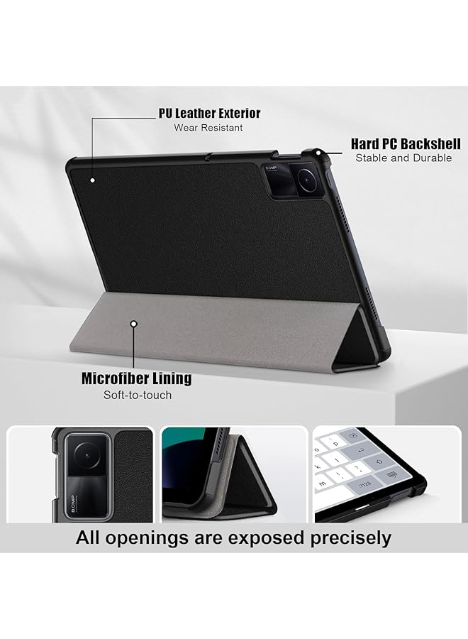 إيروريكس غطاء ذكي متين لجهاز Redmi Pad Se مقاس 11 بوصة مع حامل، غطاء قابل للطي مخصص، غطاء ثلاثي الطي، جراب نحيف وخفيف الوزن، جراب جلدي من البولي يوريثان لجهاز Xiaomi Redmi Pad Se 2023، أسود - Image 2