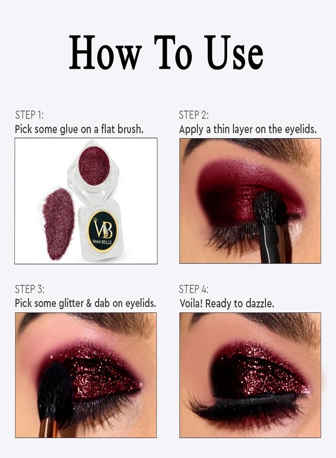 Veoni Belle HD Holographic Loose Glitter Eyeshadow for Eye Makeup-Ruby Red (5g) 5 g (Ruby Red) - Image 3