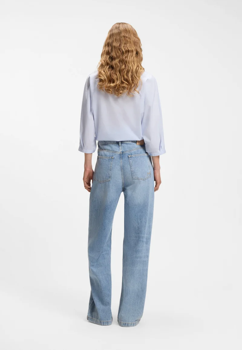 BOSS Wide-leg regular-fit jeans in light-blue denim