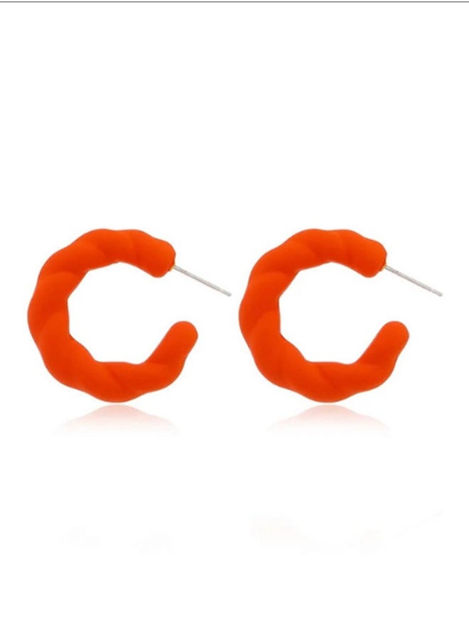 FLUFFY - Egg Shape Earring Of Fluffy Women's Accessories-Orange - Image 1