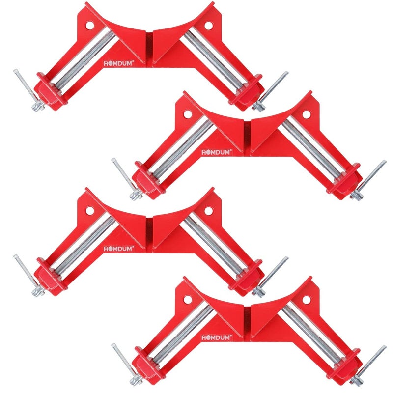 Homdum Corner Clamp 90 Degree DIY Woodworking Framing Holder Tool for Right Angle Picture Frame Clamping with one finger rotating screw jaw 4 Pack - Image 1