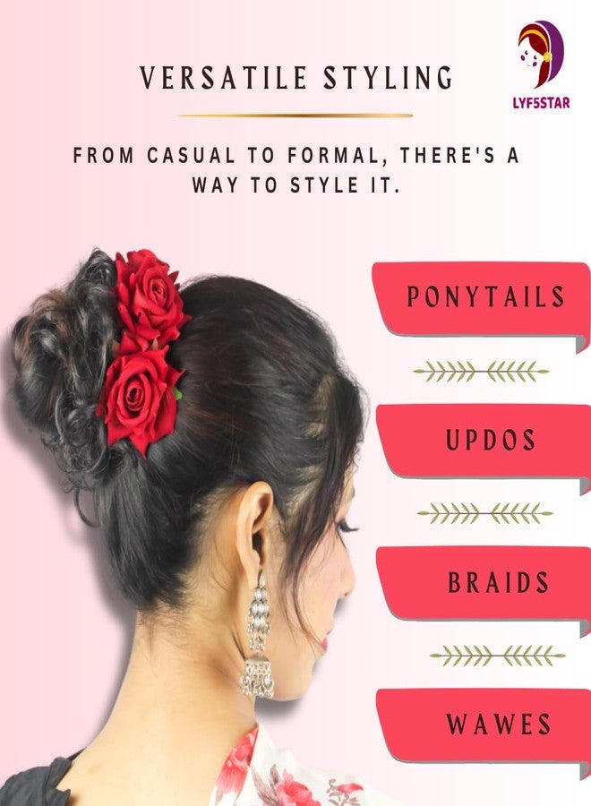 LYF5STAR Red Color Handmade Rose Tiktok, Rose Hair Accessories for Stylish Bridal Women, Elegant Wedding Hair Accessories | Pack of 4 - Image 4
